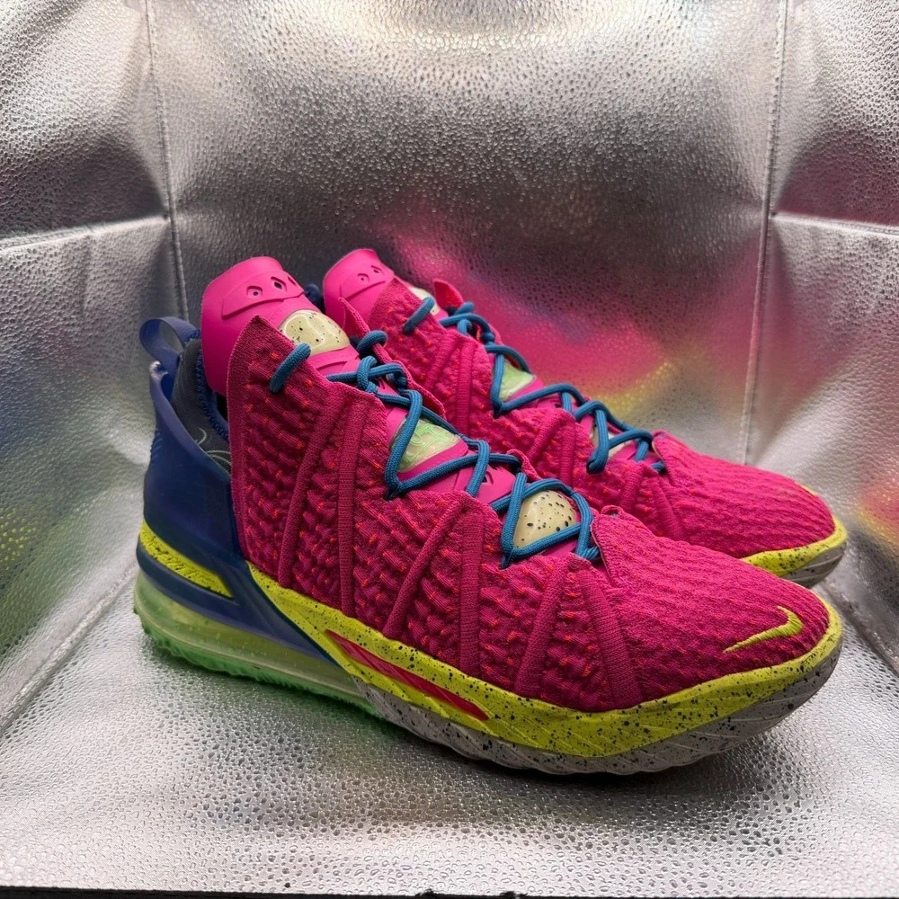 Size 12 Nike LeBron 18 Pink Mens Lace‎ Up Basketball Sneaker Shoes DB8148-600